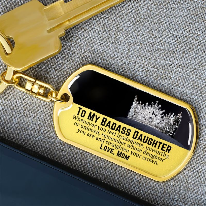 Mom To Daughter - Straighten Your Crown - Personalized Keychain-Jolura