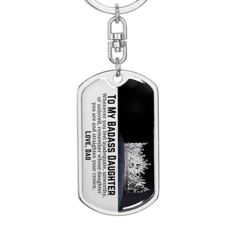 Dad To Daughter - Straighten Your Crown - Personalized Keychain-Jolura