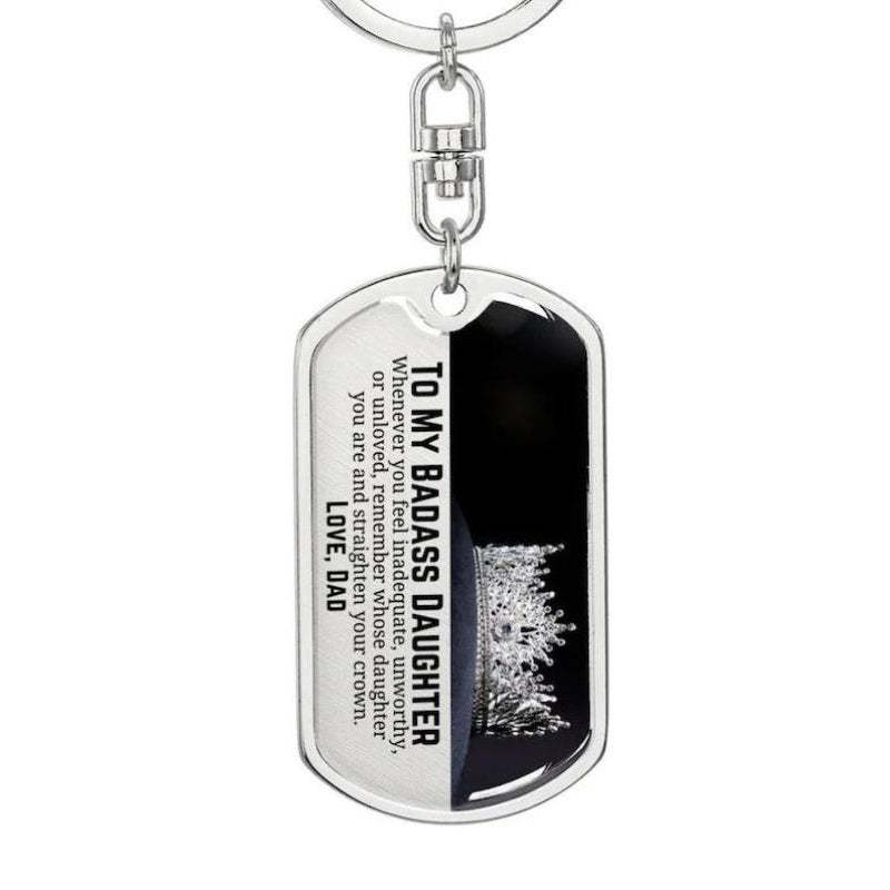 Dad To Daughter - Straighten Your Crown - Personalized Keychain-Jolura