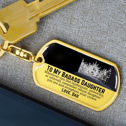 Dad To Daughter - Straighten Your Crown - Personalized Keychain-Jolura