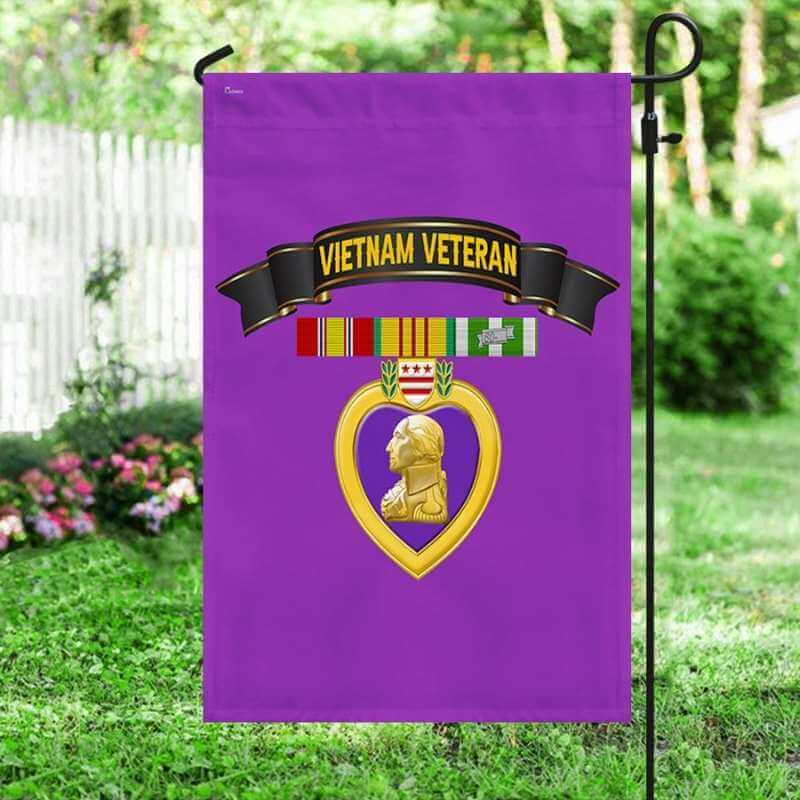 Purple Heart Flag Vietnam Veteran National Purple Heart Day Flag-Jolura