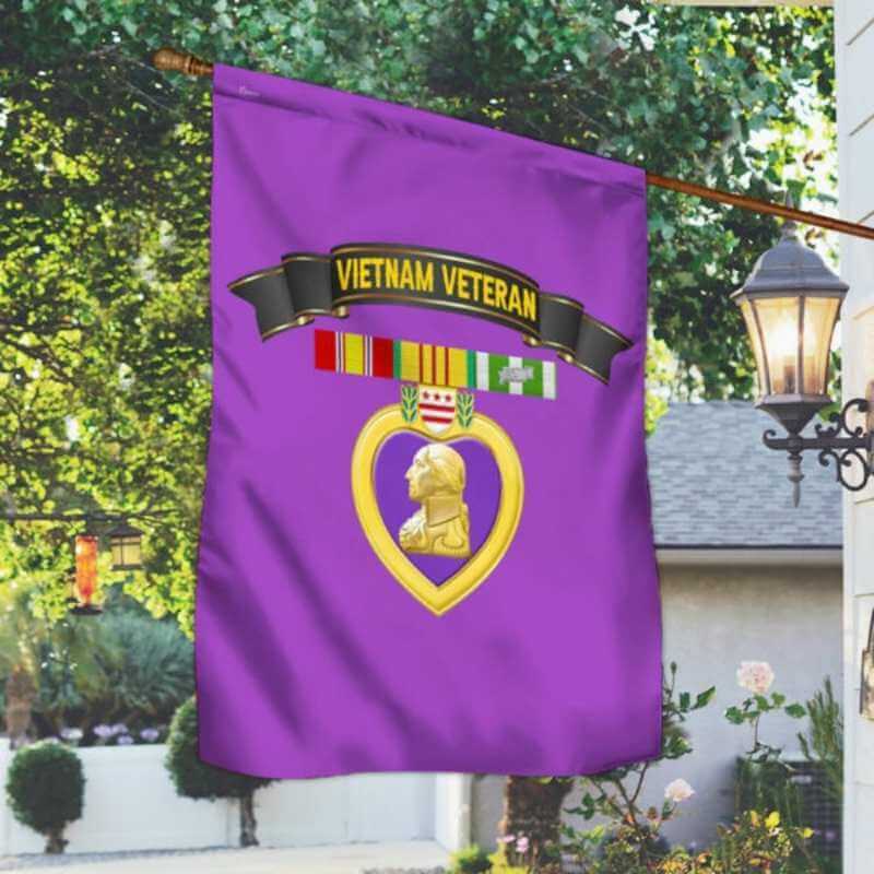 Purple Heart Flag Vietnam Veteran National Purple Heart Day Flag-Jolura