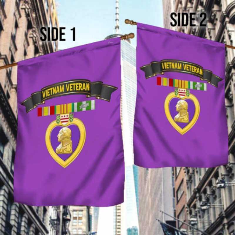 Purple Heart Flag Vietnam Veteran National Purple Heart Day Flag-Jolura