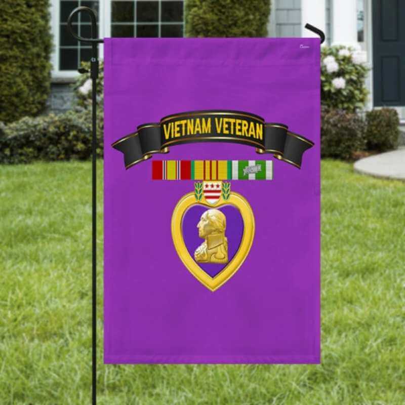 Purple Heart Flag Vietnam Veteran National Purple Heart Day Flag-Jolura