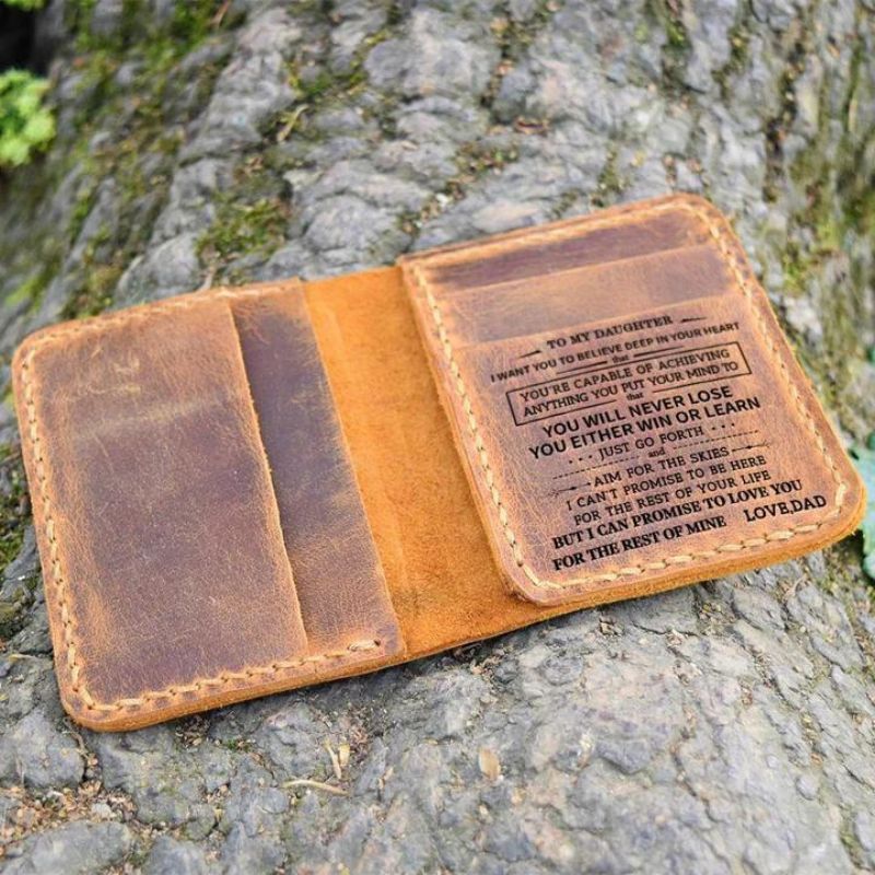 To My Daughter From Dad - Leather Bifold Wallet-Jolura