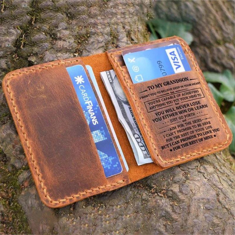 To My Grandson - Leather Bifold Wallet-Jolura