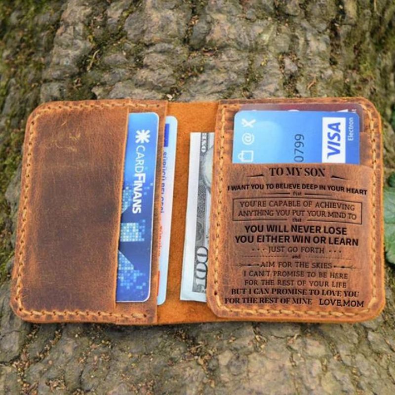To My Son From Mom - Leather Bifold Wallet-Jolura