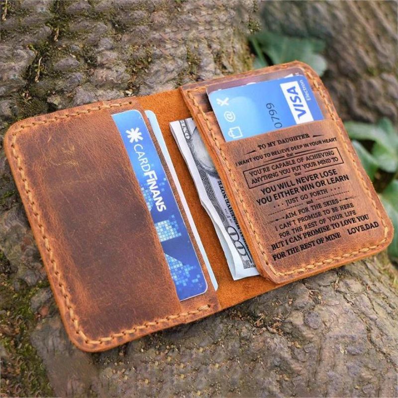 To My Daughter From Dad - Leather Bifold Wallet-Jolura