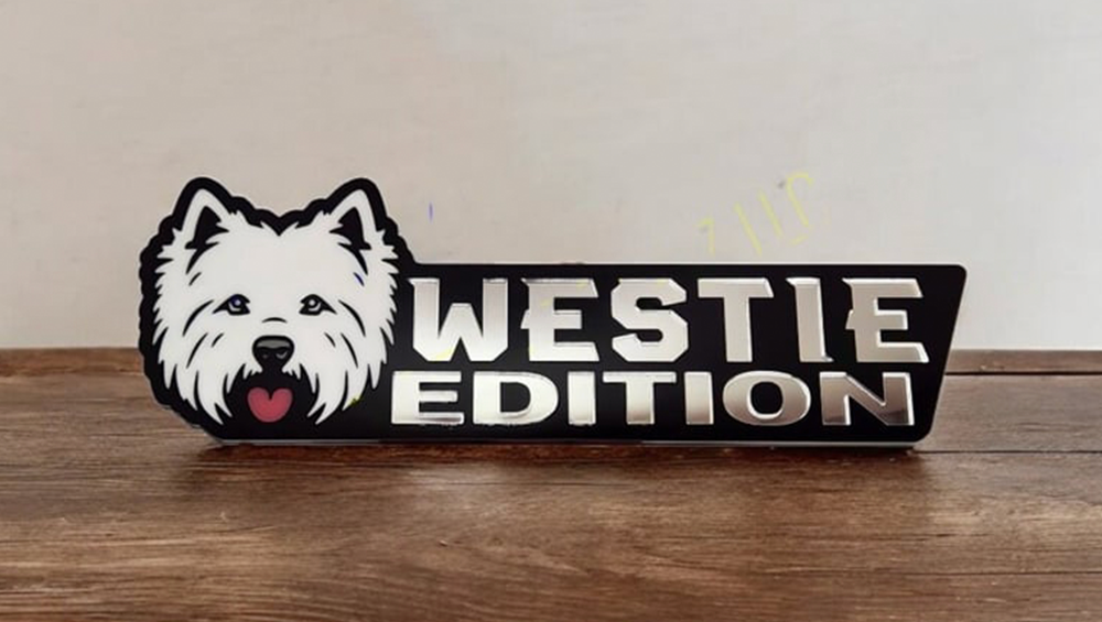 Westie Car Badge Laser Cutting Car Emblem CE121-Jolura