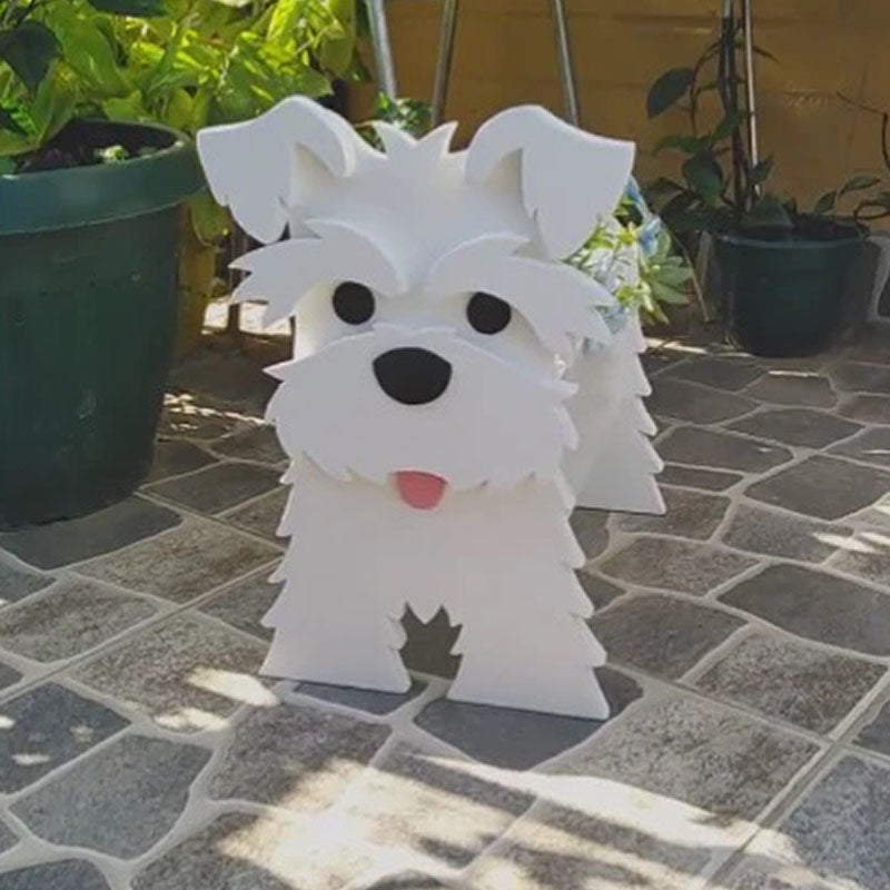 White Schnauzer Planter AP090-Jolura