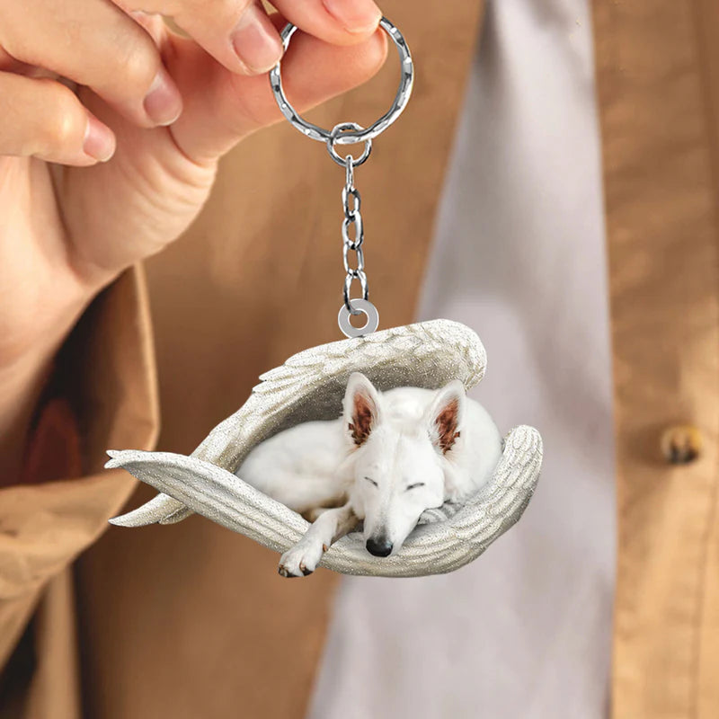 Sleeping Angel Acrylic Keychain White German Shepherd SA036-Jolura