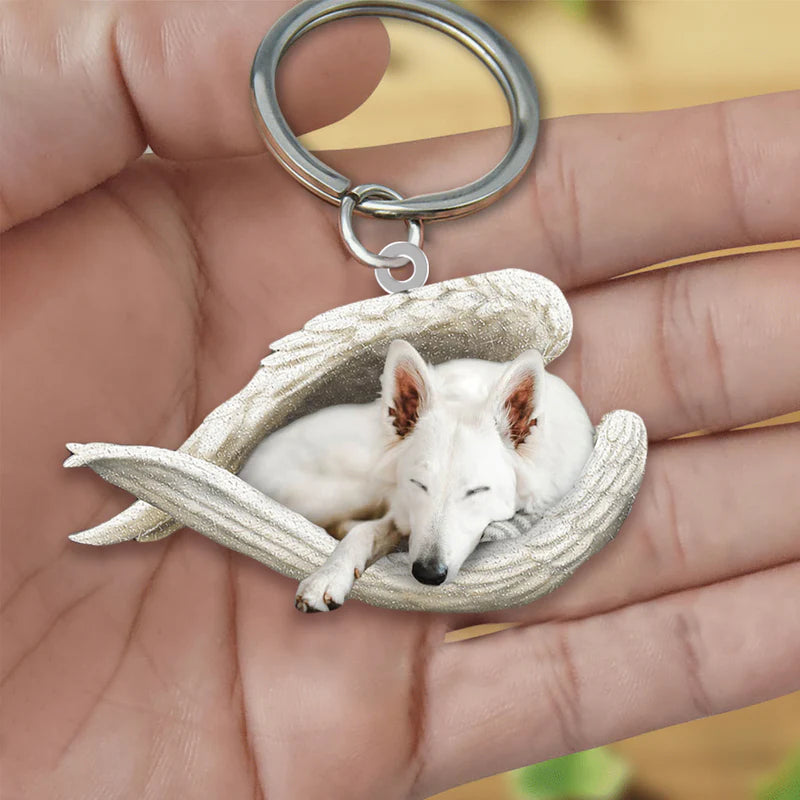Sleeping Angel Acrylic Keychain White German Shepherd SA036-Jolura