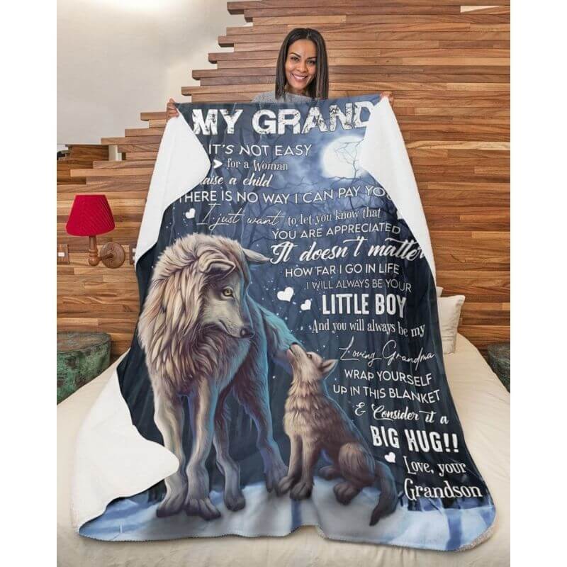 To My Grandma - From Grandson - A371 - Premium Blanket-Jolura