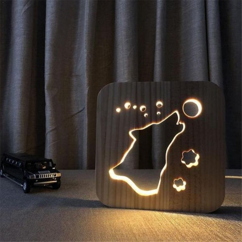 Wolf Wooden Decorative Light-Jolura