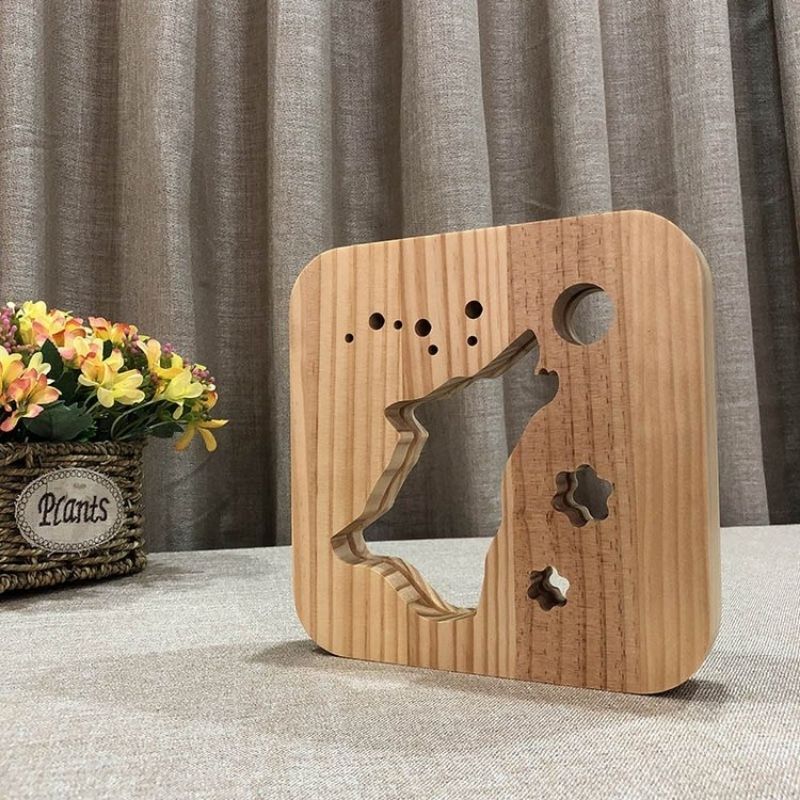 Wolf Wooden Decorative Light-Jolura