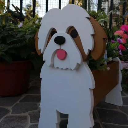 White And Brown Shih Tzu Planter AP048-Jolura