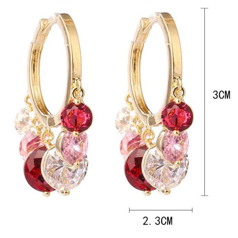 Shiny Colorful Zircon Drop Hoops-Jolura