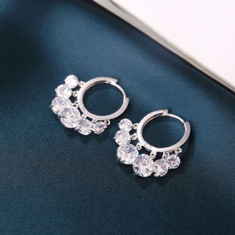 Shiny Colorful Zircon Drop Hoops-Jolura