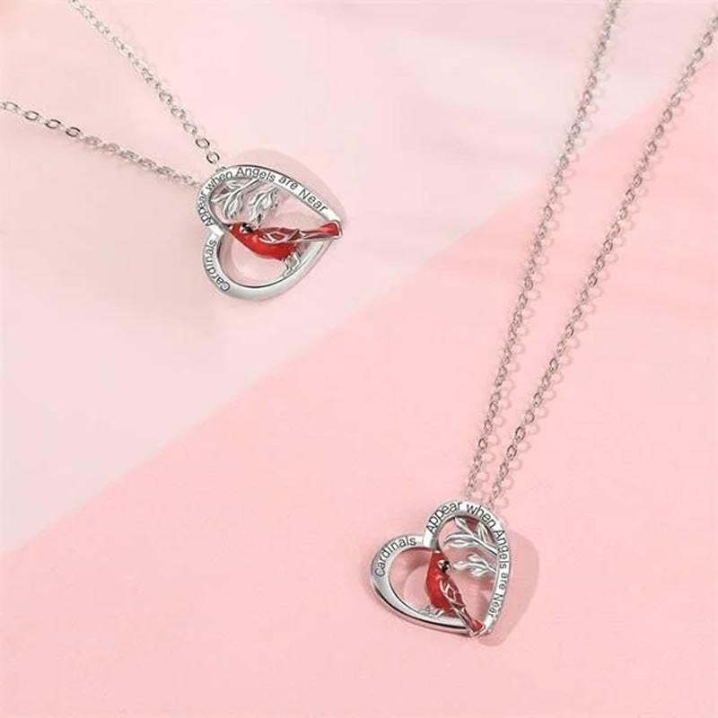 Cardinal Heart Pendant Necklace-Jolura