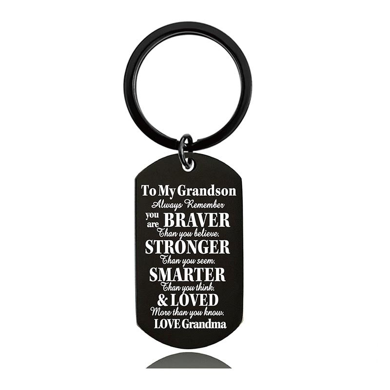 Grandma To Grandson - Always Remember You Are Braver Than You Believe - Inspirational Keychain - A918-Jolura