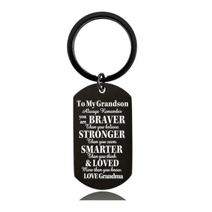 Grandma To Grandson - Always Remember You Are Braver Than You Believe - Inspirational Keychain - A918-Jolura