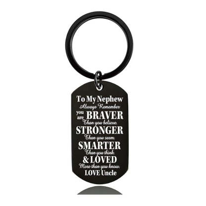 Uncle To Nephew - Always Remember You Are Braver Than You Believe - Inspirational Keychain - A918-Jolura