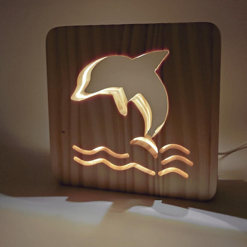 Dolphin Wooden Decorative Light-Jolura