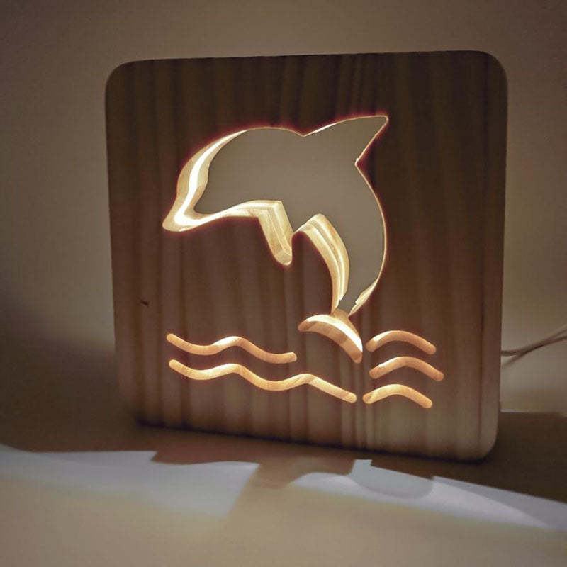 Dolphin Wooden Decorative Light-Jolura
