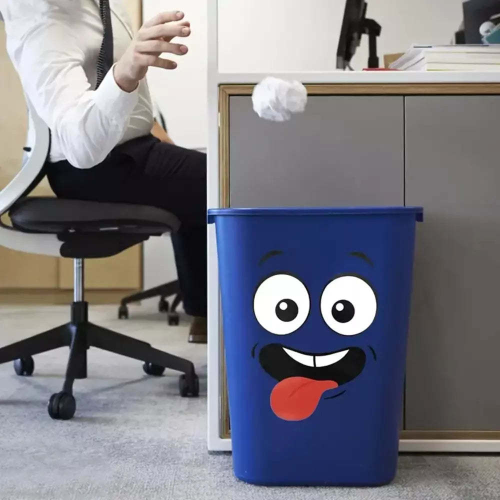 Cartoon stickers used to decorate a household trash can