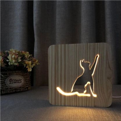 Cat Shape 1 Wooden Decorative Light-Jolura