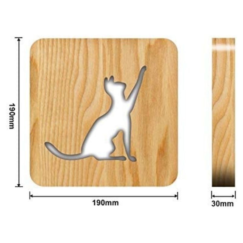 Cat Shape 1 Wooden Decorative Light-Jolura