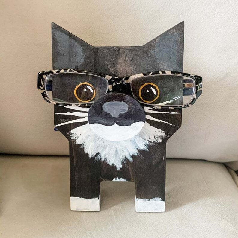 Handmade Glasses Stand F037 Black Cat-Jolura