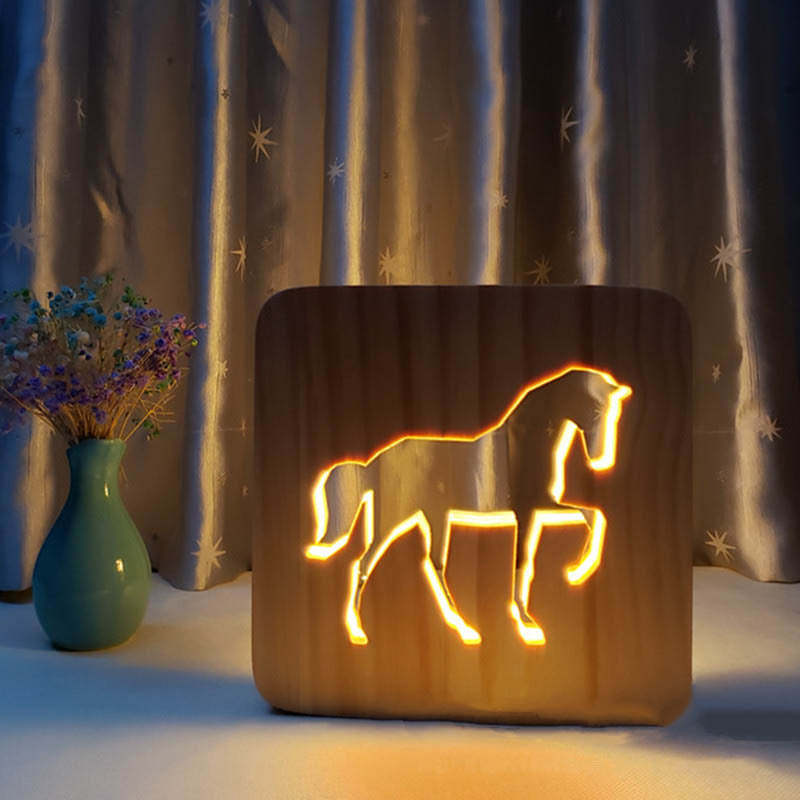 Horse Wooden Decorative Light-Jolura