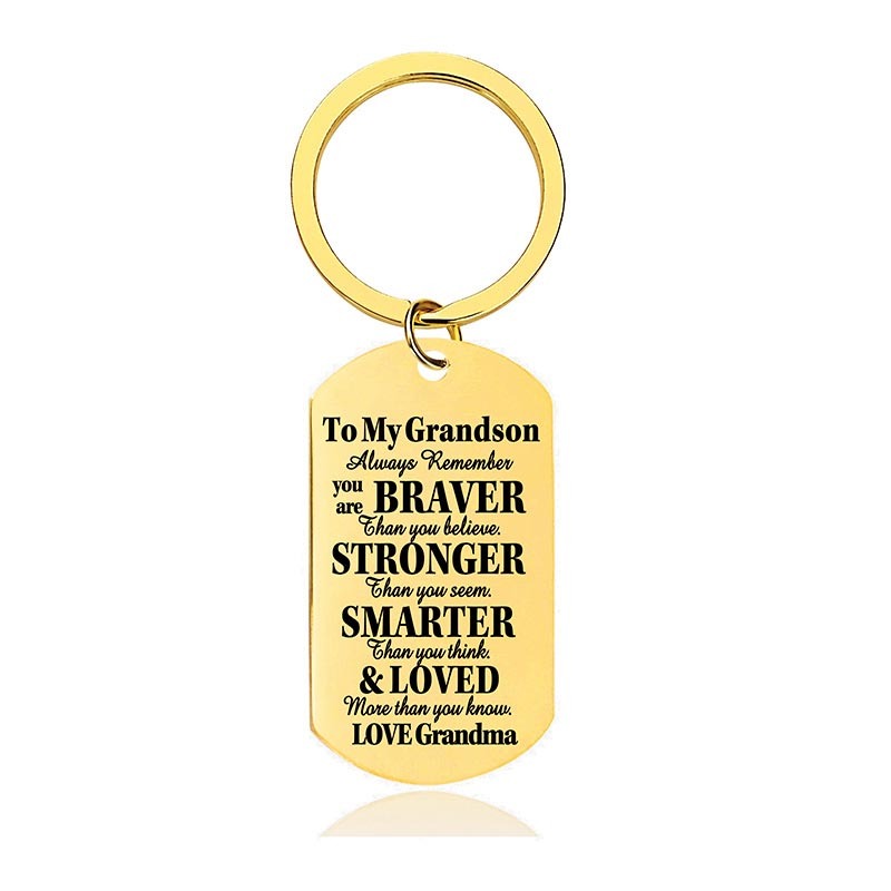 Grandma To Grandson - Always Remember You Are Braver Than You Believe - Inspirational Keychain - A918-Jolura