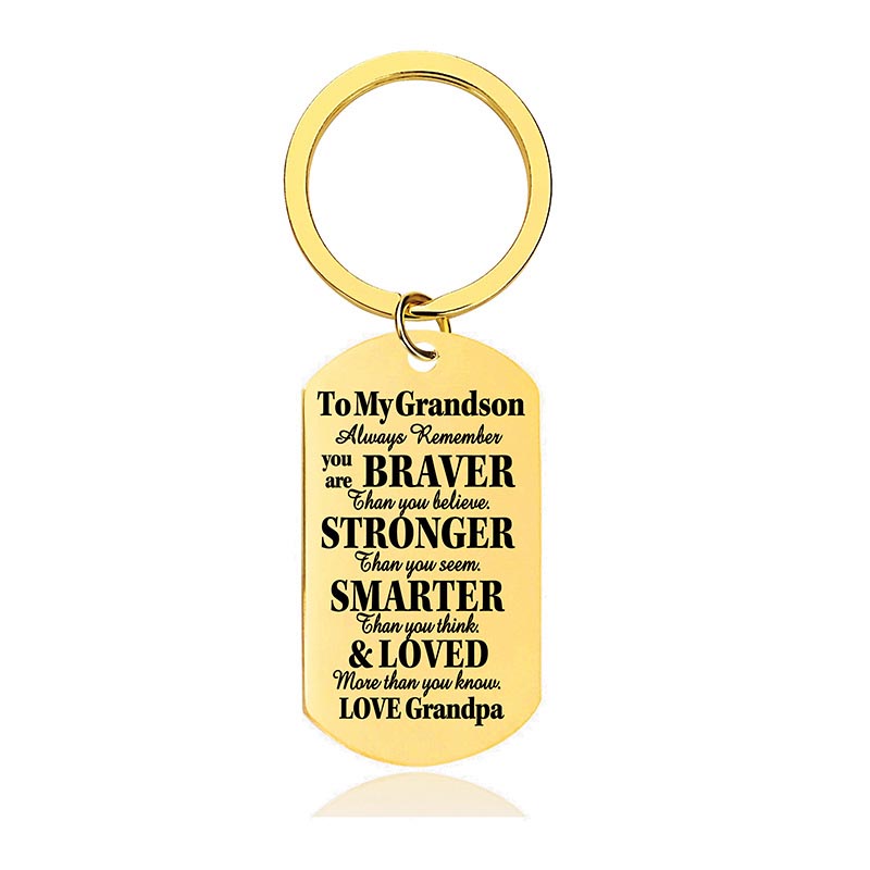 Grandpa To Grandson - Always Remember You Are Braver Than You Believe - Inspirational Keychain - A918-Jolura