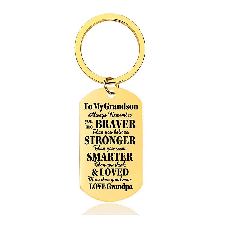 Grandpa To Grandson - Always Remember You Are Braver Than You Believe - Inspirational Keychain - A918-Jolura