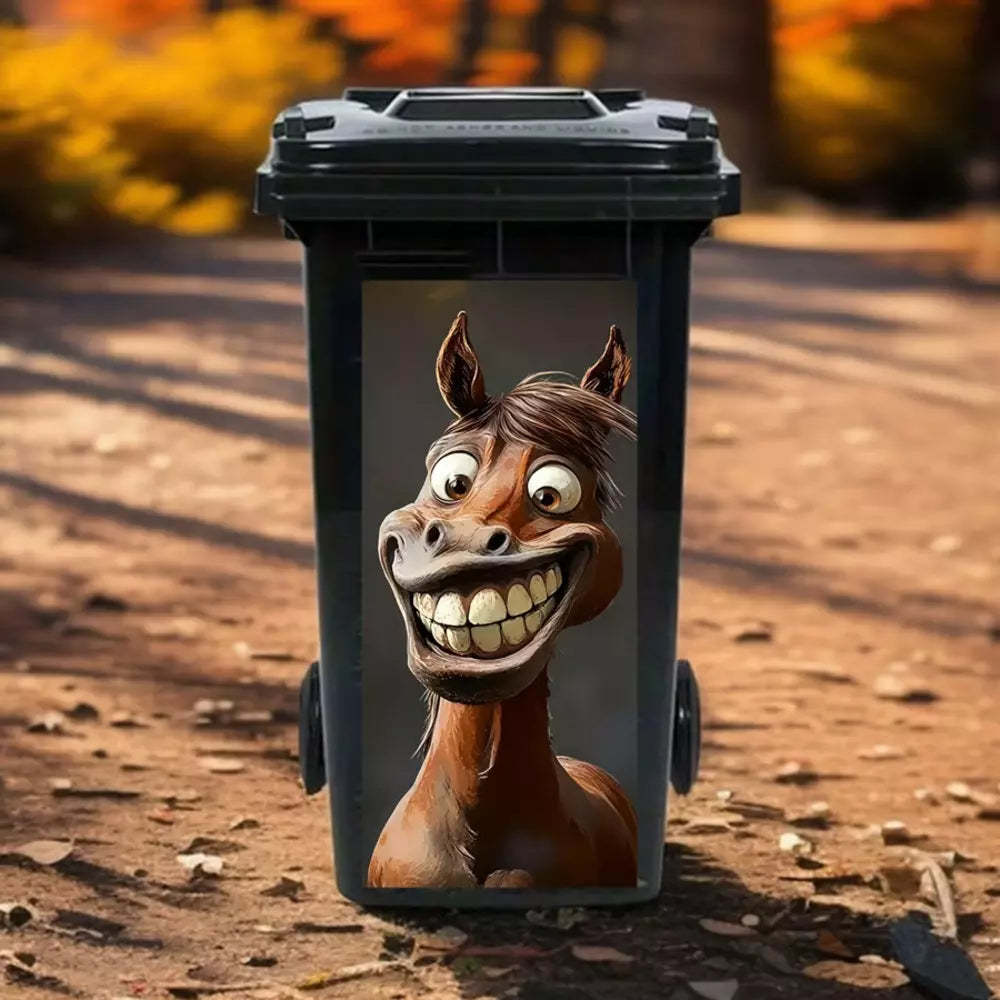 Cute horse trash can sticker for outdoor bin decoration