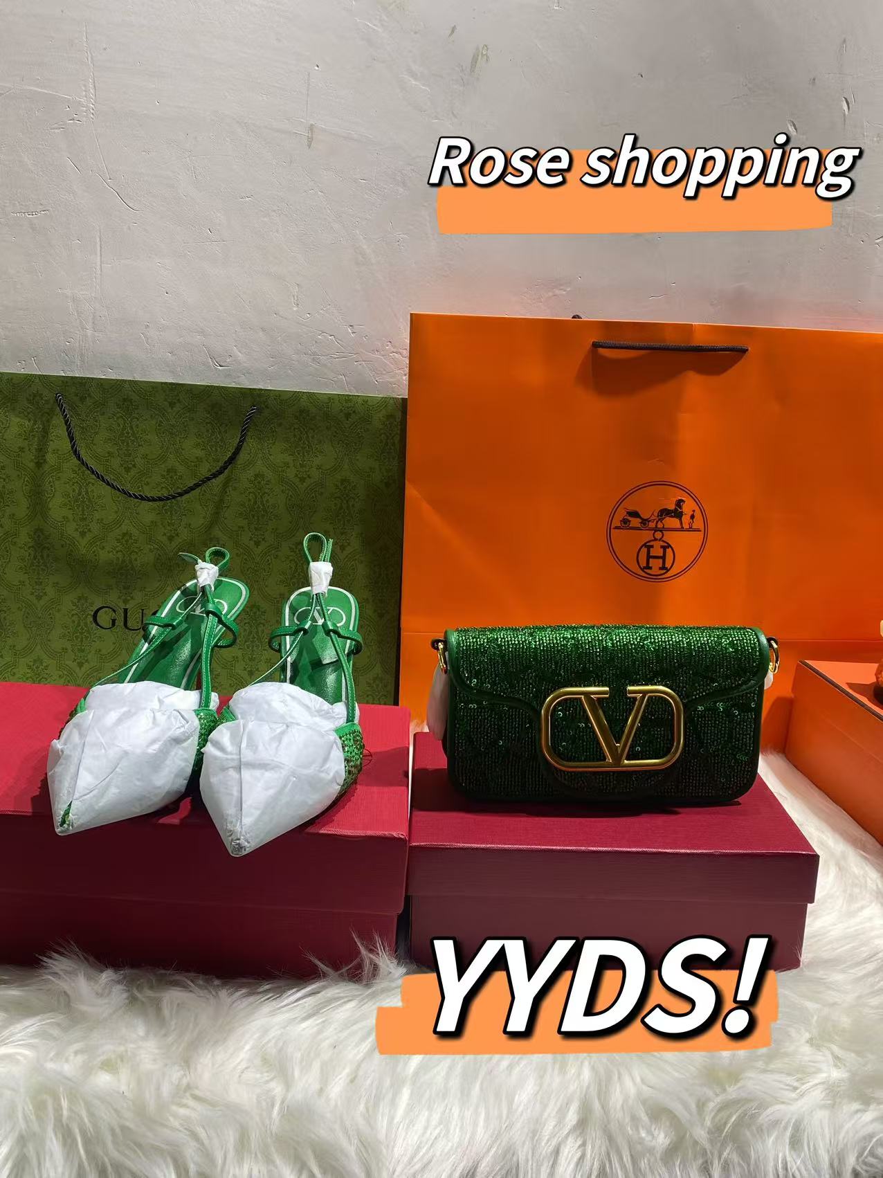 Valentino green bag/high heels