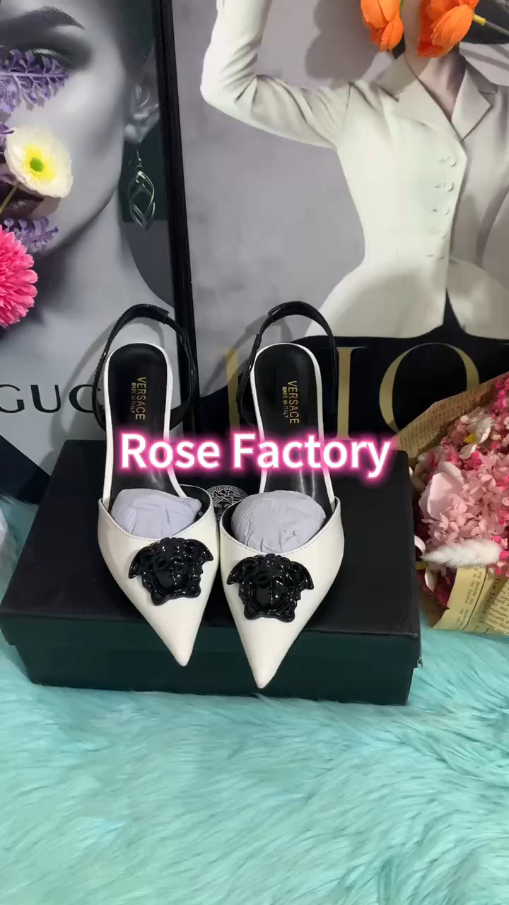 Versace white high heels