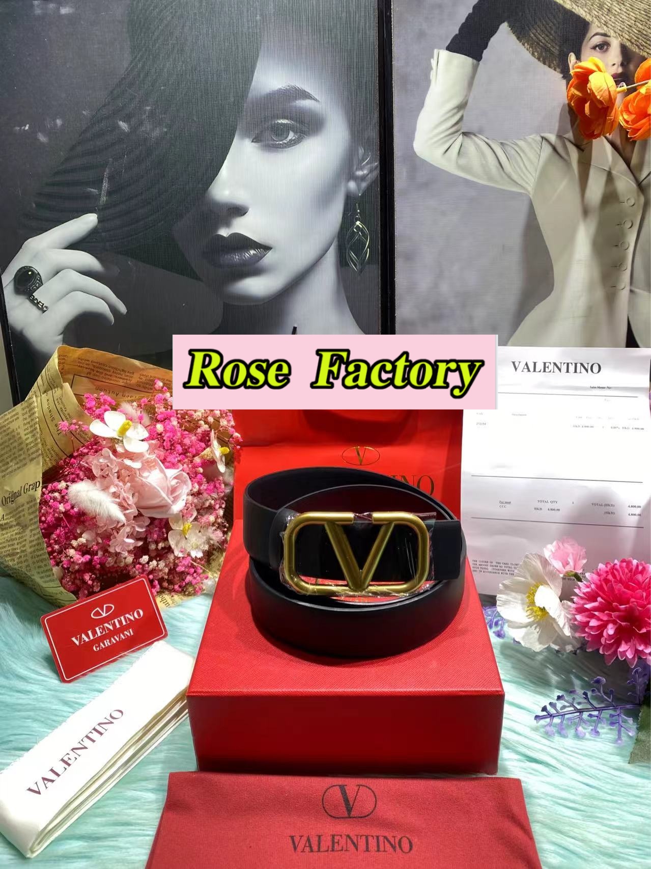 Valentino black leather belt