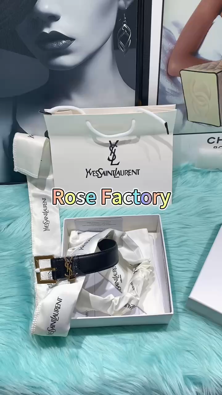 YSL black leather belt