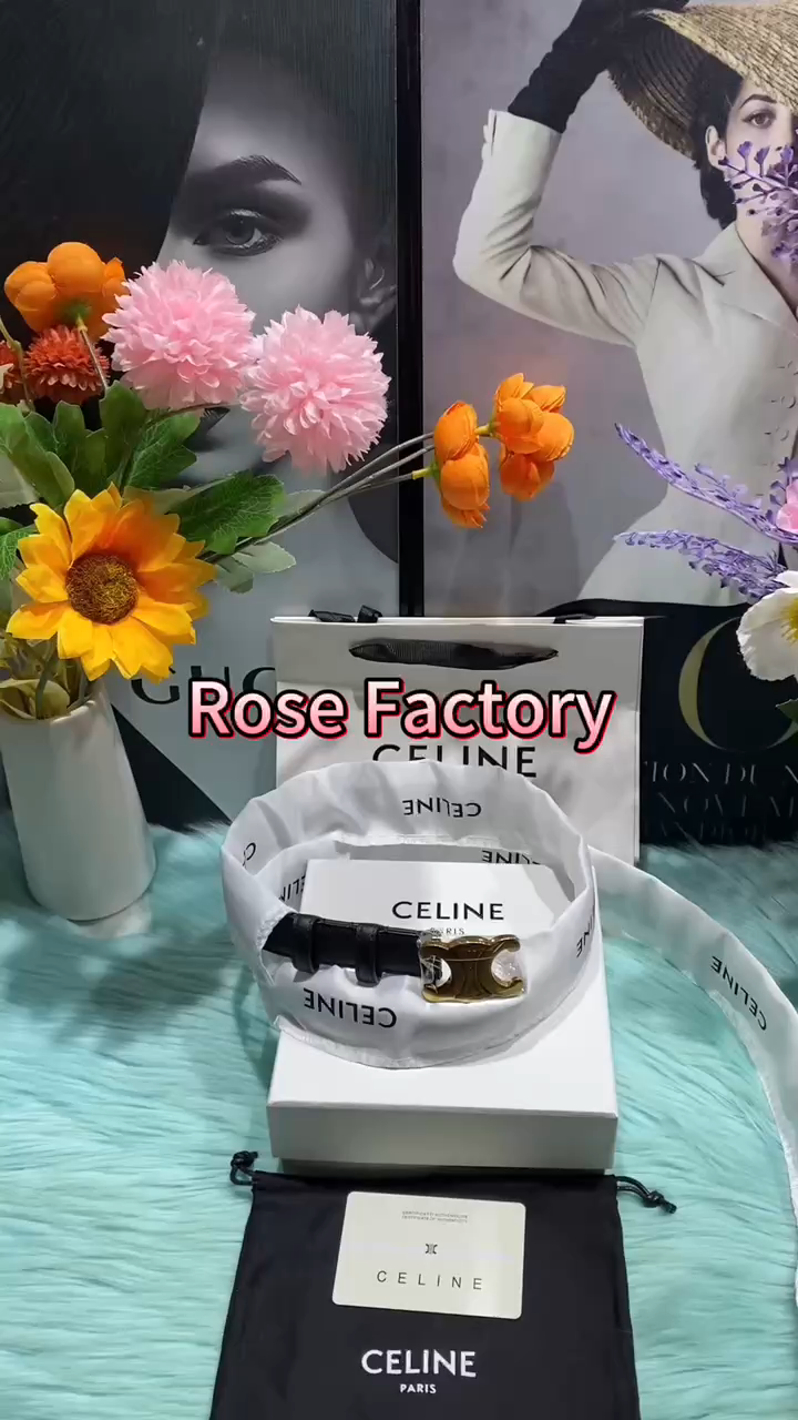Celine black leather belt