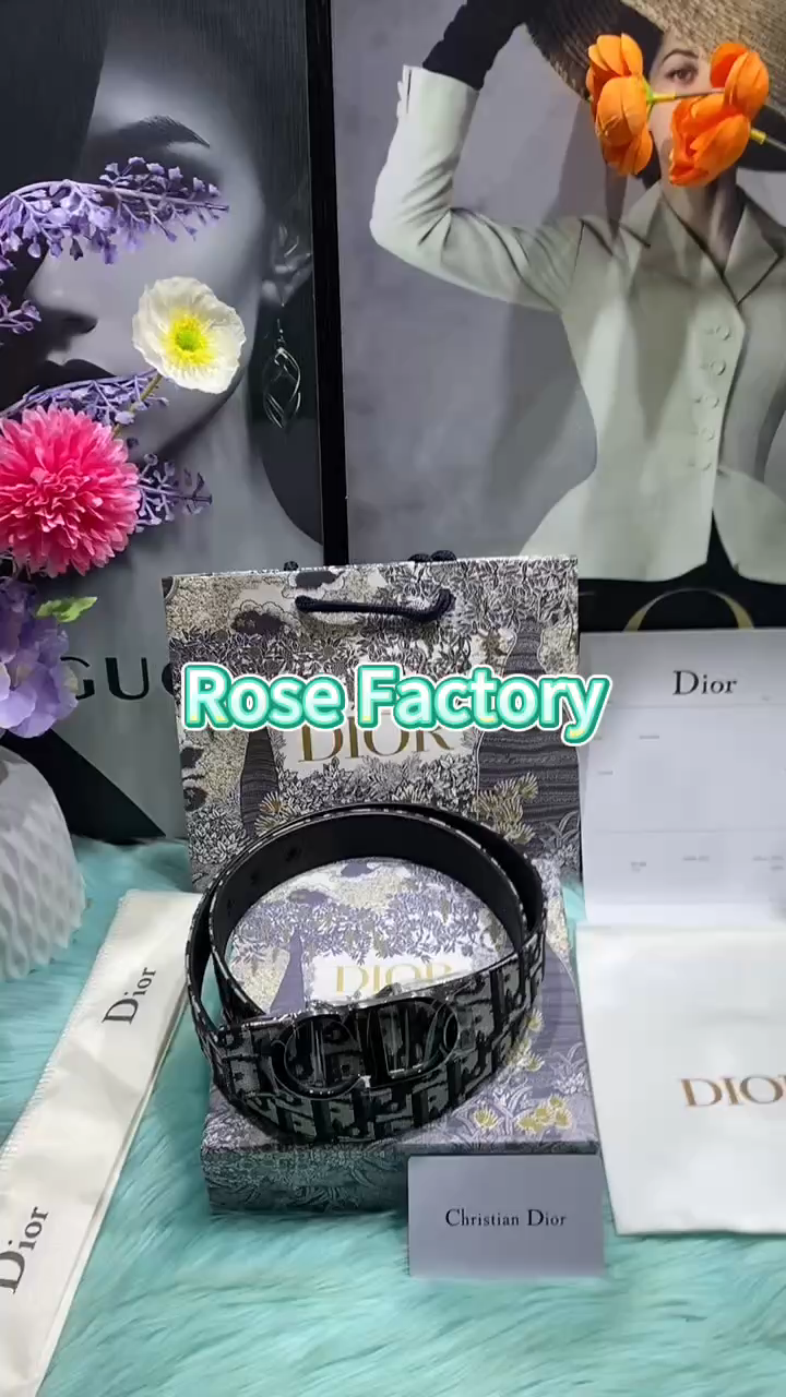 Dior black and white leather belt