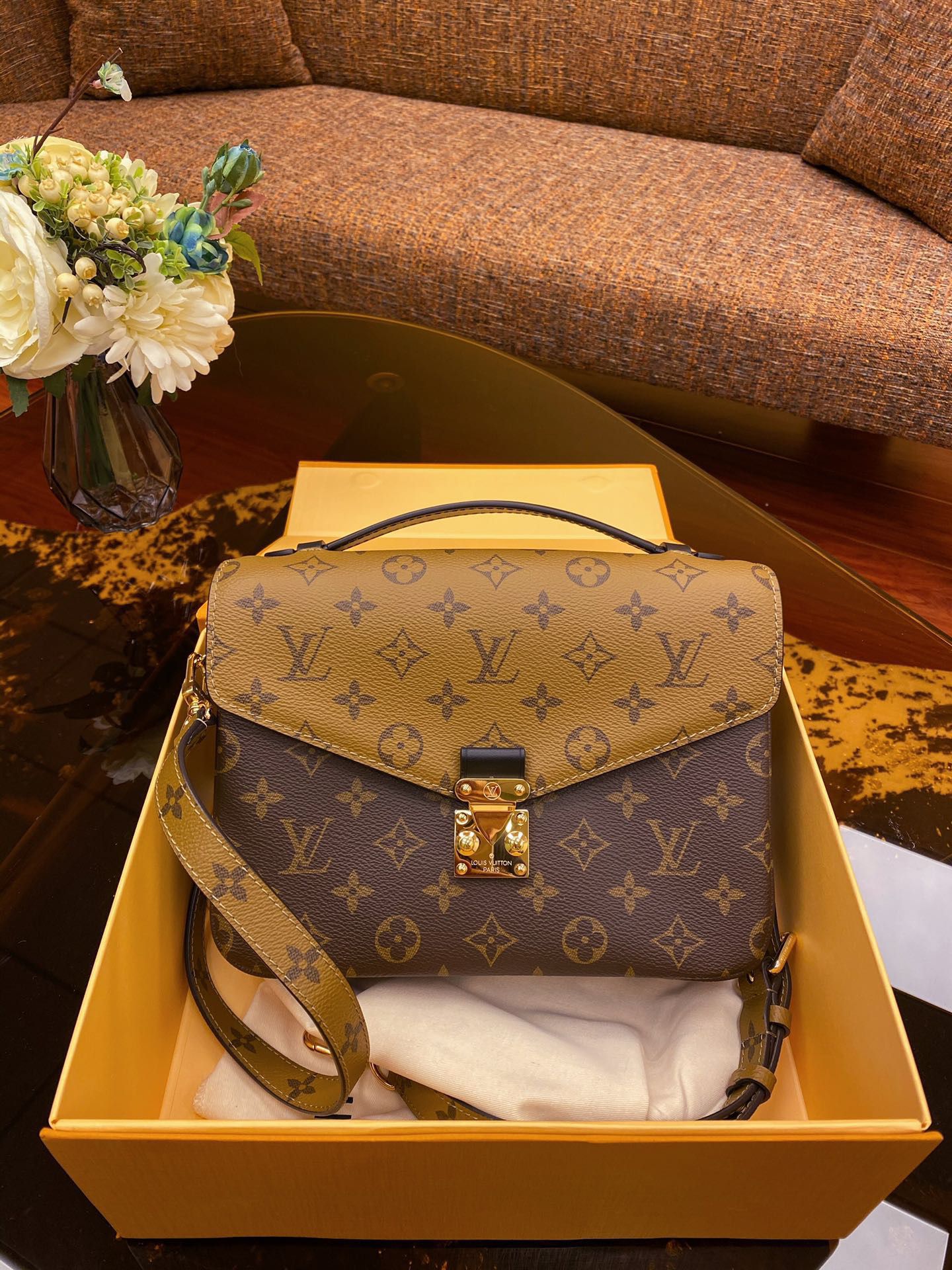 LV BAG/ 9.8 x 7.5 x 2.8 inches