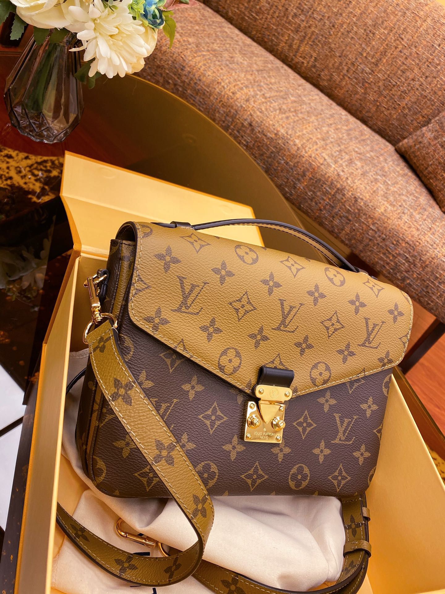 LV BAG/ 9.8 x 7.5 x 2.8 inches