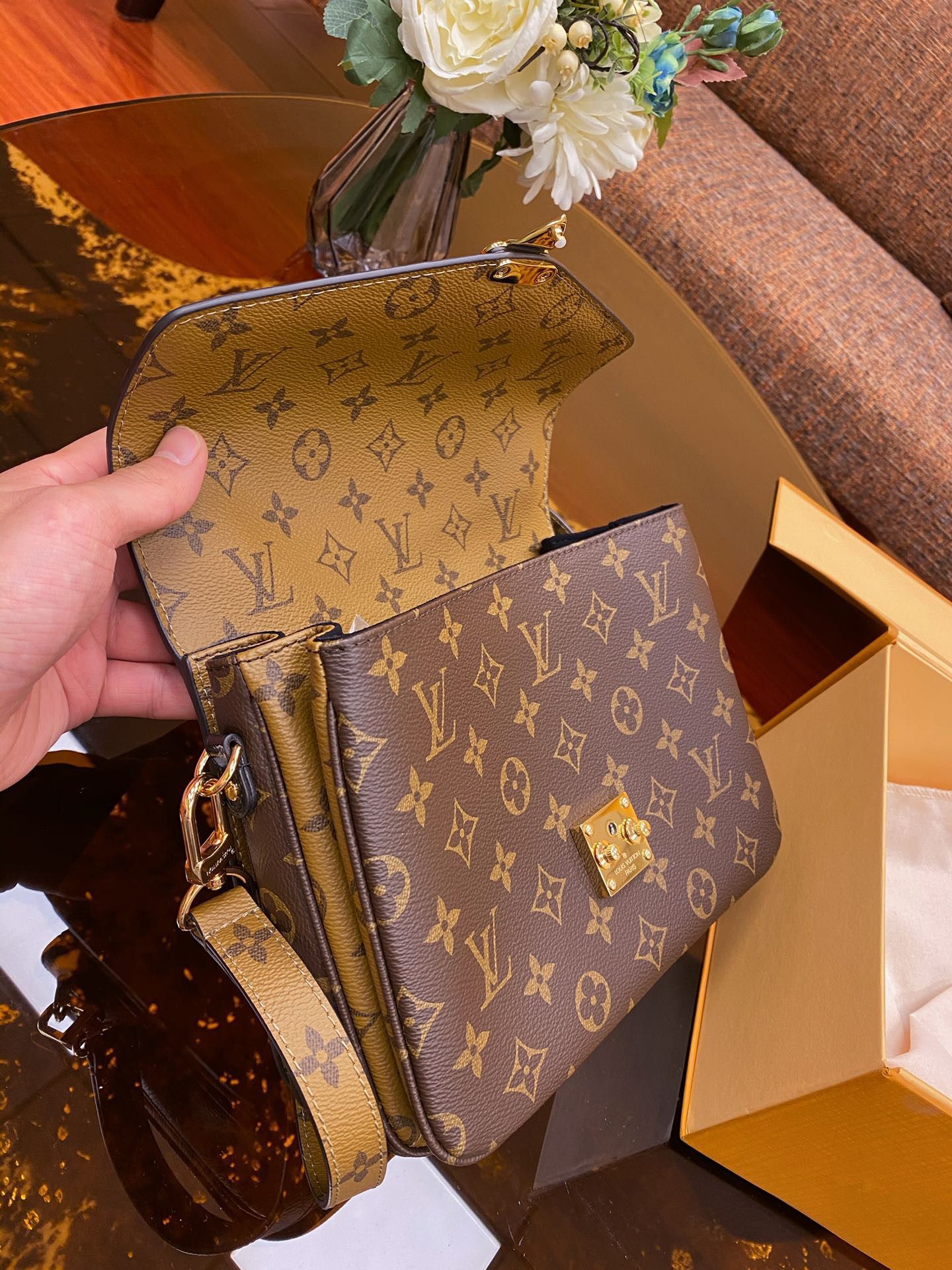 LV BAG/ 9.8 x 7.5 x 2.8 inches