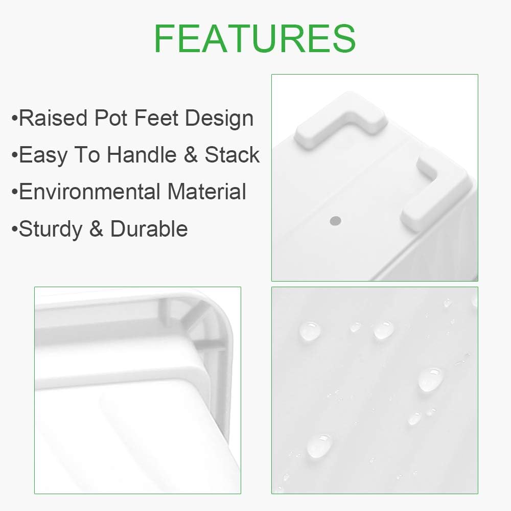 3 Packs 17 Inches White Flower Window Box Plastic Vegetable Planters Long Pots with 15 Pcs Plant Labels for Outdoor Indoor Windowsill, Patio, Garden, Home Decor, Porch