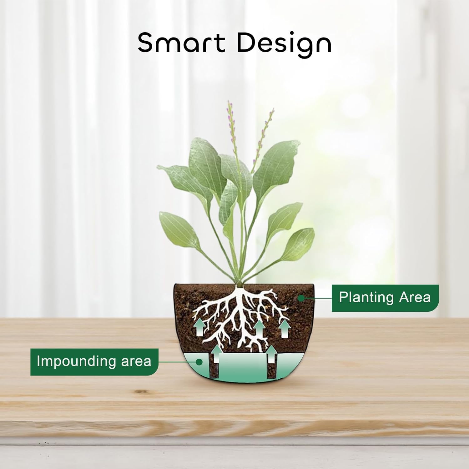 Plastic Hanging Planter 2 Packs 8 Inch Self Watering Pots Plants Hanger Baskets with 6 Pcs Hooks, Hanging Flower Pot with Detachable Base for Garden Indoor Outdoor (Grey)