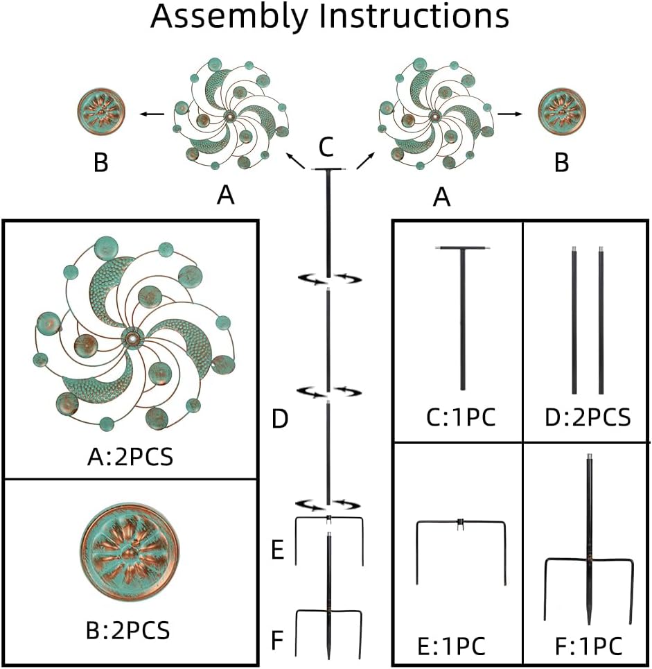 Wind Spinner Outdoor, Metal Kinetic Wind Spinners, 13 Inches Dia Wind Spinners for Yard Garden Outside Patio Lawn Decor (Turquoise)