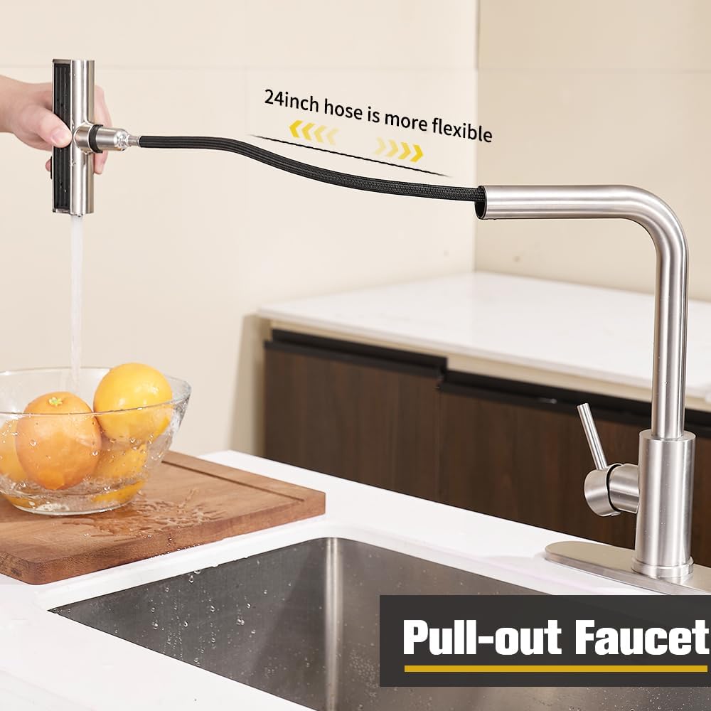 3 Modes(Sweep/Stream/Waterfall) Rotary Switch Stainless Steel Commercial Modern Faucet 